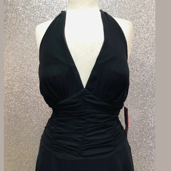 NWT $138 Philip Decaprio Black Silk Halter Dress 8 - Picture 2 of 9